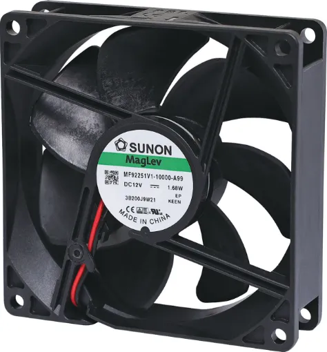 Sunon MF92251V1-1000U-A99. A 12V DC 92mm Sunon Maglev/Vapo Bearing Cooling Fan with thermoplastic frame.
