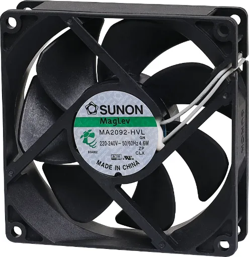 Sunon MA2092-HVL. A 240V AC 92mm Sunon Maglev/Vapo Bearing Cooling Fan with thermoplastic frame. 