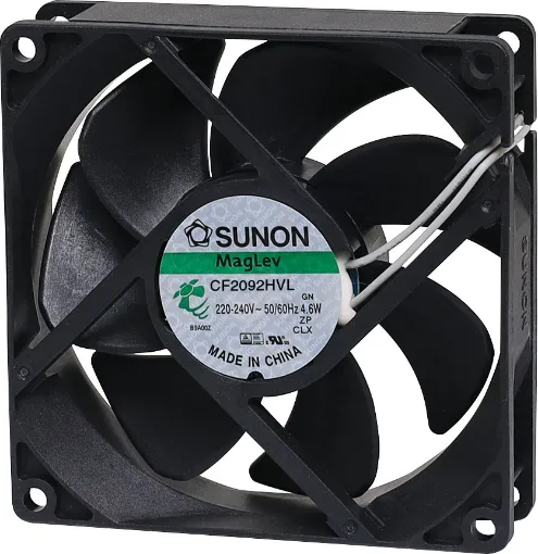 Sunon CF2092HVL-1000U-999. A 240V AC 92mm Sunon Maglev/Vapo Bearing Cooling Fan with thermoplastic frame. 