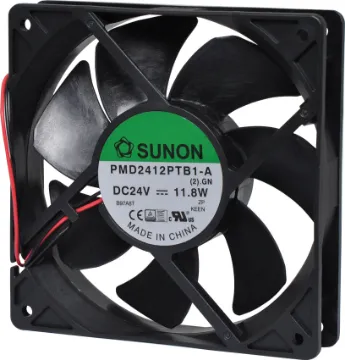 120mm 24VDC Ball Bearing Cooling Fan Sunon PMD2412PTB1-A (2).GN. A 24V DC 120mm Sunon Ball Bearing Cooling Fan with thermoplastic frame.