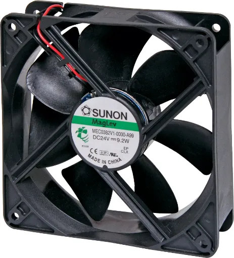 Sunon MEC-0382V1-000U-A99. A 24V DC 120mm Sunon Maglev/Vapo Bearing Cooling Fan with thermoplastic frame. 