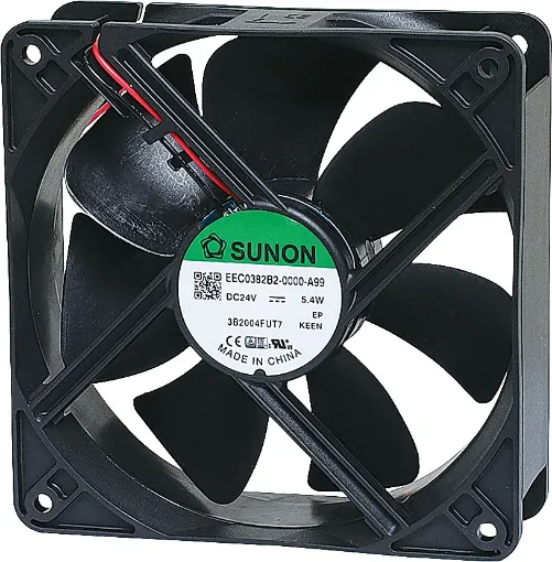 Sunon EEC0382B2-000U-A99. A 24V DC 120mm Sunon Ball Bearing Cooling Fan with thermoplastic frame. 