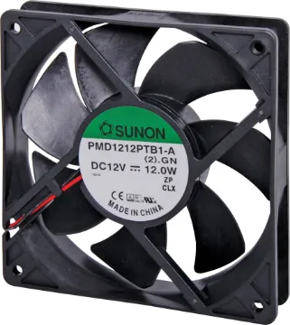 120mm 12VDC Ball Bearing Cooling Fan Sunon PMD1212PTB1-A(2).GN. A 12V DC 120mm Sunon Ball Bearing Cooling Fan with thermoplastic frame.