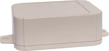 80Lx60Wx30Hmm Flange Mount Box This range of low cost ABS enclosures include mounting ears for surface mounting. In addition, they include a shallow recess on the base and lid to house a membrane or lexan panel. Moulded mounting posts are included in both the base and lid for securing