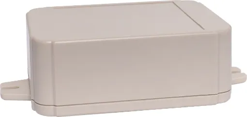 This range of low cost ABS enclosures include mounting ears for surface mounting. In addition, they include a shallow recess on the base and lid to house a membrane or lexan panel. Moulded mounting posts are included in both the base and lid for securing 