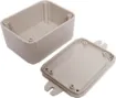 This range of low cost 
ABS enclosures include mounting ears for surface mounting. In addition, they include a shallow recess on the base and lid to house a membrane or lexan panel. Moulded mounting posts are included in both the base and lid for securin