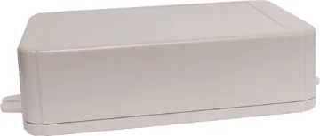 125Lx80Wx35Hmm Flange Mount Box This range of low cost ABS enclosures include mounting ears for surface mounting. In addition, they include a shallow recess on the base and lid to house a membrane or lexan panel. Moulded mounting posts are included in both the base and lid for securing