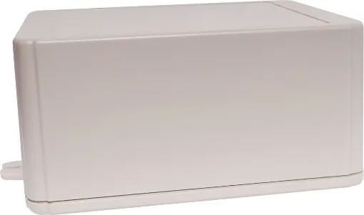 This range of low cost 
ABS enclosures include mounting ears for surface mounting. In addition, they include a shallow recess on the base and lid to house a membrane or lexan panel. Moulded mounting posts are included in both the base and lid for securin