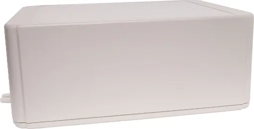 This range of low cost 
ABS enclosures include mounting ears for surface mounting. In addition, they include a shallow recess on the base and lid to house a membrane or lexan panel. Moulded mounting posts are included in both the base and lid for securin