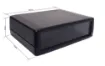 A mini instrument case (105W x 80D x 33Hmm) constructed from translucent black ABS plastic. 4 piece tongue and groove construction. Enclosure panels are easily customisable for your project. 