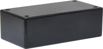 UB3 (130Lx67Wx43Hmm) Black ABS Jiffy Box Manufactured from sturdy ABS plastic these boxes have a moulded PCB mounting design. Allows PCB's to be installed vertically, or snapped in horizontally without the use of PCB stand-offs.