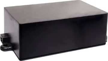 70Lx42Wx27Hmm ABS Flange Mount Box Miniature boxes designed for wiring junctions, small circuits and relays. Ideal for use in automotive applications. Friction fit lid for quick assembly and easy access if required. Provided with 3 cable entries.