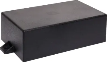 112Lx67Wx37Hmm ABS Flange Mount Box Compact plastic housing with mounting flanges.