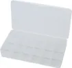 Made from clear see through plastic these parts cases are ideal for storing nuts, bolts, washers and components.
18 Way 209 x 117 x 31 (mm)