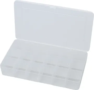 18 Way 209x117x31mm Parts Storage Case Made from clear see through plastic these parts cases are ideal for storing nuts, bolts, washers and components.
18 Way 209 x 117 x 31 (mm)
