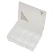 This 8 Way storage case is made from clear, see through plastic. It's ideal for storing nuts, bolts, washers and components. Its also great for First Aid, Medical Operators, Cars, Homes, Offices and Workshops.