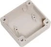 A compact 65x60x28mm sealed box enclosure fitted with solid grey lid. Manufactured by Ritec. Supplied with neoprene lid sealing gasket. With the seal installed, these enclosures meet IP65 dust and hose proof standard. PCB mounting points are moulded into the enclosure base. 
