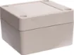 Supplied with neoprene lid sealing gasket. With the seal installed, these enclosures meet IP65 dust and hose proof standard. Supplied with a solid light grey lid (also available with a transparent lid, see H 0320). PCB mounting points are moulded into the