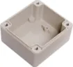 Supplied with neoprene lid sealing gasket. With the seal installed, these enclosures meet IP65 dust and hose proof standard. Supplied with a solid light grey lid (also available with a transparent lid, see H 0320). PCB mounting points are moulded into the