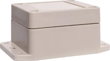 65x60x40mm IP65 Sealed ABS Flange Mount Enclosure This sealed ABS flange mount enclosure is manufactured by Ritec and measures 105L x 75W x 40Hmm. Its includes mounting flanges for surface mounting. Supplied with neoprene lid sealing gasket.