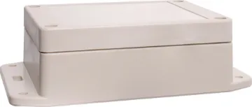 105x75x40mm IP65 Sealed ABS Flange Mount Enclosure This sealed ABS flange mount enclosure is manufactured by Ritec and measures 105L x 75W x 40Hmm. Its includes mounting flanges for surface mounting. Supplied with neoprene lid sealing gasket.
