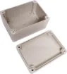 Supplied with neoprene lid sealing gasket. With the seal installed, these enclosures meet IP65 dust and hose proof standard. Supplied with a solid light grey lid (also available with a transparent lid, see H 0323). PCB mounting points are moulded into the