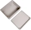 Supplied with neoprene lid sealing gasket. With the seal installed, these enclosures meet IP65 dust and hose proof standard. Supplied with a solid light grey lid (also available with a transparent lid, see H 0328). PCB mounting points are moulded into the