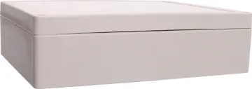 220Lx165Wx60Hmm IP65 Sealed ABS Enclosure Supplied with neoprene lid sealing gasket. With the seal installed, these enclosures meet IP65 dust and hose proof standard. Supplied with a solid light grey lid (also available with a transparent lid, see H 0332A). These sturdy enclosures have 3mm thick