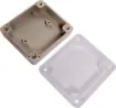 A compact 65x60x28mm sealed box enclosure fitted with clear lid. Manufactured by Ritec. 