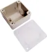 Supplied with neoprene lid sealing gasket. With the seal installed, these enclosures meet IP65 dust and hose proof standard. Supplied with a transparent lid (available with a solid grey lid, see H0300). PCB mounting points are moulded into the enclosure b