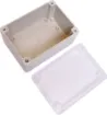 Supplied with neoprene lid sealing gasket. With the seal installed, these enclosures meet IP65 dust and hose proof standard. Supplied with a transparent lid (available with a solid grey lid, see H0303). PCB mounting points are moulded into the enclosure b