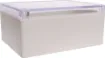 Supplied with neoprene lid sealing gasket. With the seal installed, these enclosures meet IP65 dust and hose proof standard. Supplied with a transparent lid (available with a solid grey lid, see H0308). PCB mounting points are moulded into the enclosure b