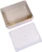 Supplied with neoprene lid sealing gasket. With the seal installed, these enclosures meet IP65 dust and hose proof standard. Supplied with a transparent lid (available with a solid grey lid, see H0308). PCB mounting points are moulded into the enclosure b