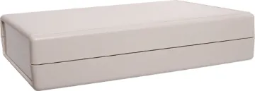 135Wx185Dx40Hmm Deluxe Utility Enclosure This professional series features solid ABS screw-together construction, internal PCB guides and an attractive rounded finish.