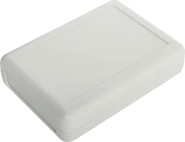 75Wx105Dx25Hmm Grey Handheld Box Compact handheld enclosure designed for test equipment, remote controls, RF equipment etc.
The two part construction has inbuilt standoffs in both halves for mounting a PCB. Includes inbuilt battery compartment which suits 2xAA batteries (terminals avail