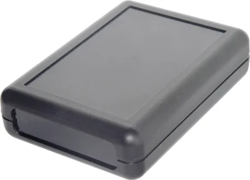 Compact handheld enclosure designed for test equipment, remote controls, RF equipment etc.
The two part construction has inbuilt standoffs in both halves for mounting a PCB. Includes inbuilt
battery compartment which suits 2xAA batteries (terminals avai