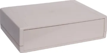 190x140x50mm ABS Light Grey Instrument Case Removable front & rear panels. Includes 4 PCB mounting posts on both lid & base.