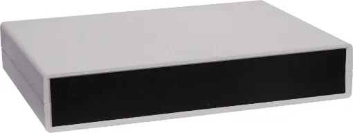These moulded plastic cases are a two part design with a tongue and groove joint between the top and bottom sections.  This, coupled with the custom front and rear panels, ensures a perfect fit for a very professional finish.