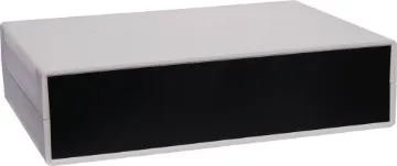 65x260x180mm ABS Grey/Black Instrument Case These moulded plastic cases are a two part design with a tongue and groove joint between the top and bottom sections.  This, coupled with the custom front and rear panels, ensures a perfect fit for a very professional finish.