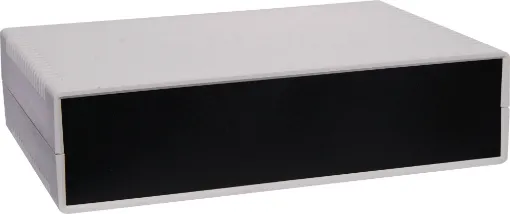 These moulded plastic cases are a two part design with a tongue and groove joint between the top and bottom sections.  This, coupled with the custom front and rear panels, ensures a perfect fit for a very professional finish.