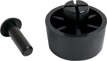 20mm Round Push In Plastic Feet Pk 4 Simply drill an 8mm size hole, push the foot in and insert the built in plastic pin and the foot is secured.