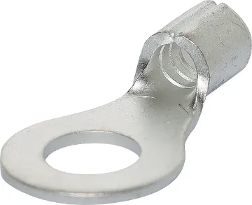 6.4mm Uninsulated Ring Crimp 12-10AWG Pk 10 Uninsulated ring type crimp terminals. Cable entry 2.5-4mm2. (12-10AWG). Pack Size: 10pcs.