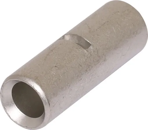 This 6AWG buttsplice crimp connector can easily join together DC power cables. Constructed from tubular copper, each join requires crimping on each side of the connection. An internal stopper ensures the copper conductors a placed correctly in the crimp prior to the crimping process. When stripping your 6AWG cable, remove 12mm of sheath from each e