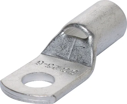 Heavy duty crimp terminal for connecting battery banks. 6mm stud size. Suits 25mm2 (4AWG) cable. Sold individually.