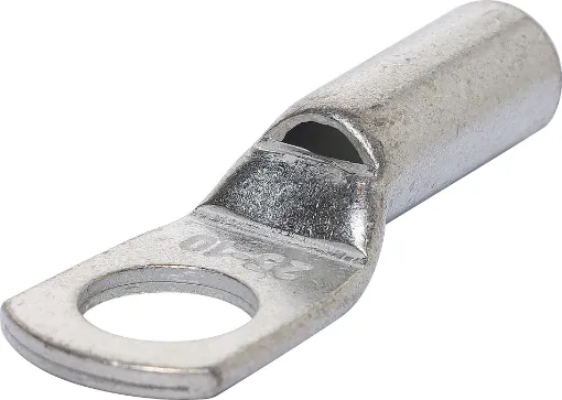 Heavy duty crimp terminal for connecting battery banks. 10mm stud size. Suits 25mm2 cable (4AWG). Sold individually.