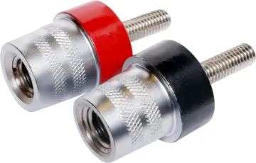 M6 SAE Battery Post - Positive / Negative Pair A pair of M6 SAE battery posts marked as positive and negative. Suitable for batteries fitted with an M6 recessed bolt terminal. Manufactured using high quality materials for a reliable connection.