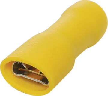 Yellow 6.3mm Female Spade Crimp Pk 1000 Spade type with double crimp.