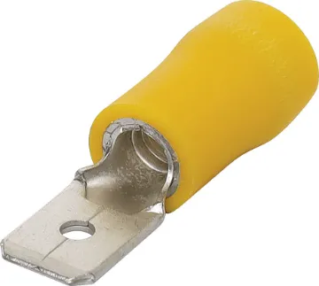 Yellow 6.3mm Male Spade Crimp Pk 1000 Spade type with double crimp. Pack of 1000.