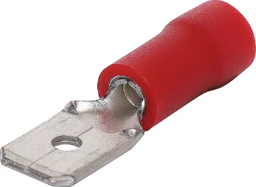 Red 6.3mm Male Spade Crimp Pk 10 Spade type with double crimp