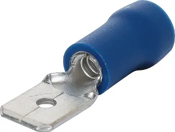 Blue 6.3mm Male Spade Crimp Pk 10 Spade type with double crimp